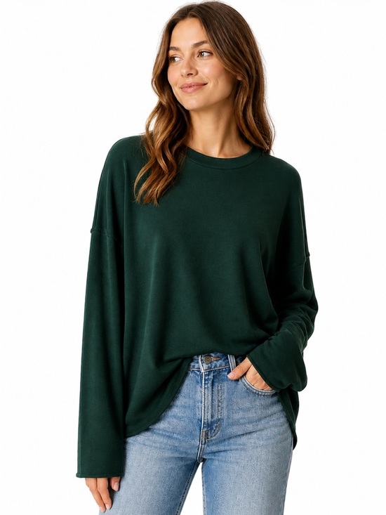 Eileen Fisher Tops - Eileen Fisher Forest Green Crewneck Sweatshirt Size Large New Without Tags!